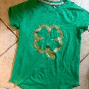 Cat & Jack Green Tee with Gold Glitter Shamrock